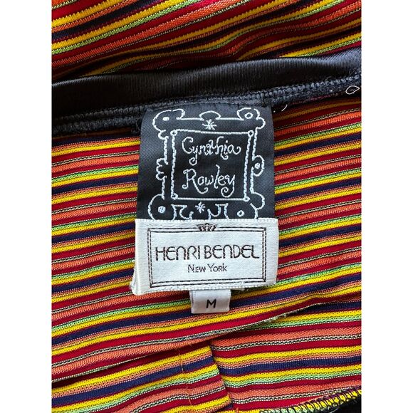 Vintage CYNTHIA ROWLEY x HENRI BENDEL Women's Orange Striped Mini Skirt Size M - Picture 3 of 4